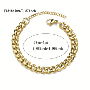 Pulseira Masculina Cuban Link em Aço Inoxidável – Estilo Hip Hop e Sofisticação