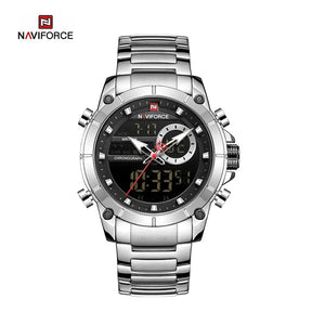 Relógio Masculino NAVIFORCE NF9163 – Militar e Esportivo [Digital e Analógico, À Prova d'Água, Aço Inoxidável, Multifunção]