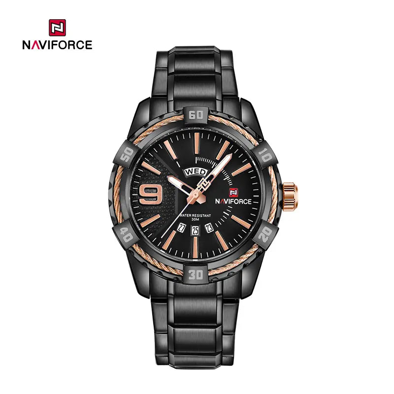 Relógio Masculino NAVIFORCE NF9117S – Luxo e Elegância [Quartzo, Display de Data, Casual, À Prova d'Água]