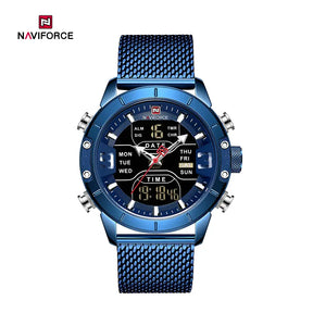 Relógio Masculino NAVIFORCE NF9153S – Esportivo e Funcional [Display Duplo, Multifunção, À Prova d'Água, Design Moderno, Pulseira Trançada]